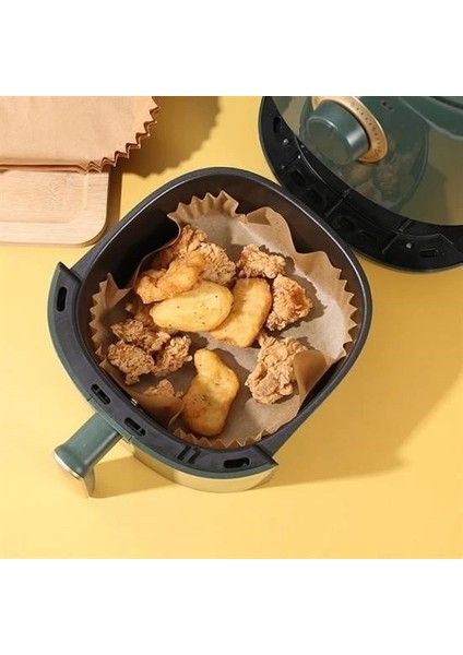 50 Adet Air Fryer Pişirme Kağıdı Tek Kullanımlık Hava Fritöz Yağ Geçirmez Yapışmaz Kare Tabak Model
