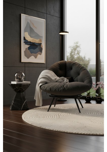 Los Angeles Modern Berjer | Tay Tüyü Kumaşlı Ergonomik Tekli Koltuk | Kitap Okuma & Rahat Dinlenme Koltuğu - Füme modelleri