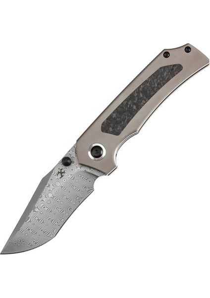 Fermi | Titanyum + Karbon Fiber Sap | Damascus Çelik Çakı | K1122A2 fiyatları
