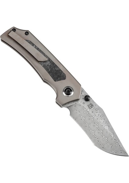 Fermi | Titanyum + Karbon Fiber Sap | Damascus Çelik Çakı | K1122A2 modelleri