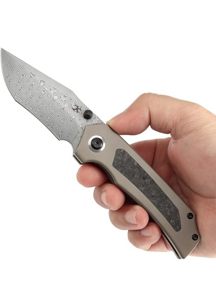 Fermi | Titanyum + Karbon Fiber Sap | Damascus Çelik Çakı | K1122A2 fırsatları