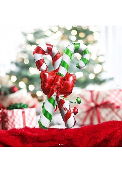 Kırmızı Yeşil Baston Folyo Balon