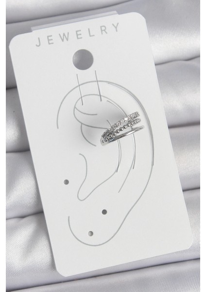 Bfs Pirinç Gümüş Renk Zirkon Taşlı 3'lü Sıralı Model Kadın Kıkırdak Küpe fiyatları