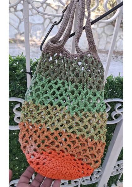 Handmade Çok Renkli Yazlık Plaj Market Filesi-Koton Ip El Örgüsü File Pazar Plaj Çantası 55X30 cm fiyatları