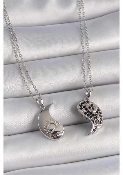 Bfs 316L Çelik Gümüş Renk Zincir Zirkon Taşlı Ying Yang Model Gün Batımı Işlemeli Arakdaşlık Kadın Kolye fiyatları