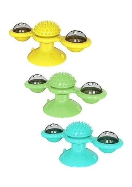 Pet Malzemeleri Vantuzlu Fırıldak Toplu Dönen Şeffaf Depo Tasarım Interaktif Kedi Oyuncağı