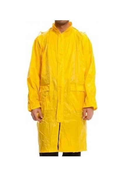 Kapüşonlu Sarı Pvc Yağmurluk Xxl