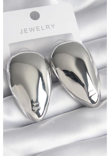 Bfs Pirinç Gümüş Renk Badem Model Kadın Küpe