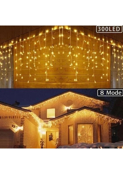 8 Fonksiyonlu 16 Saçaklı Perde LED 3 x 1 (Günışığı)