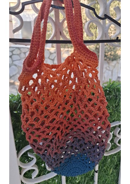 Handmade Çok Renkli Yazlık Plaj Market Filesi-Koton Ip El Örgüsü File Pazar Plaj Çantası 55X30 cm 2 fırsatları