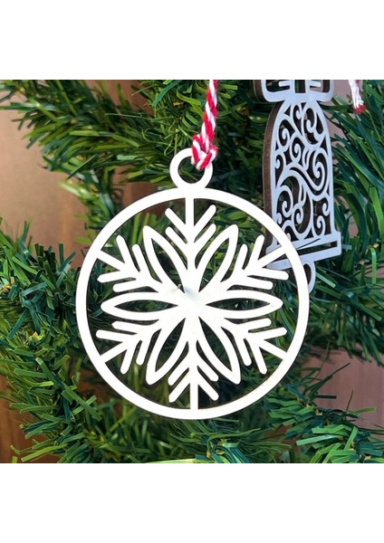 10 Parça Kırmızı Beyaz Ipli Karışık Model Ahşap Yılbaşı Ağaç Süsü modelleri