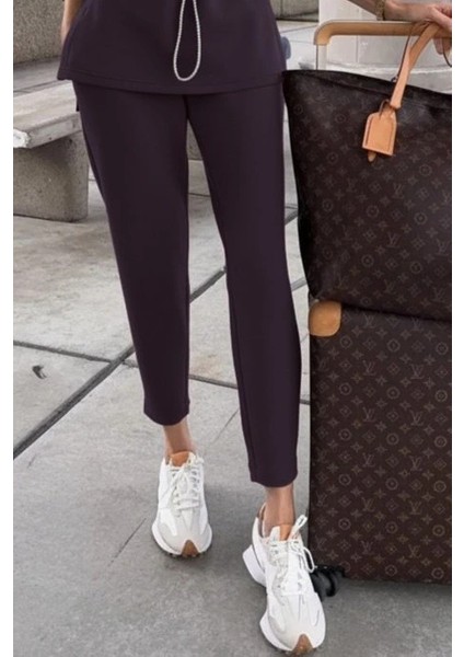 Kadın Uzun Kollu Balıkçı Yaka Belden Lastikli Modal Bluz ve Pantolon Ikili Takım modelleri