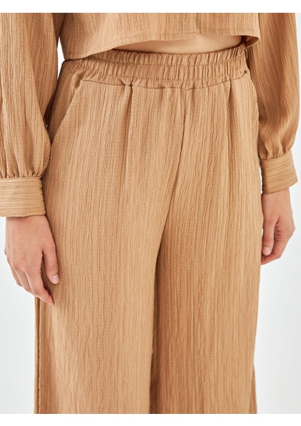 Yeni Sezon Beli Lastikli Dokulu Kadın Pantolon modelleri