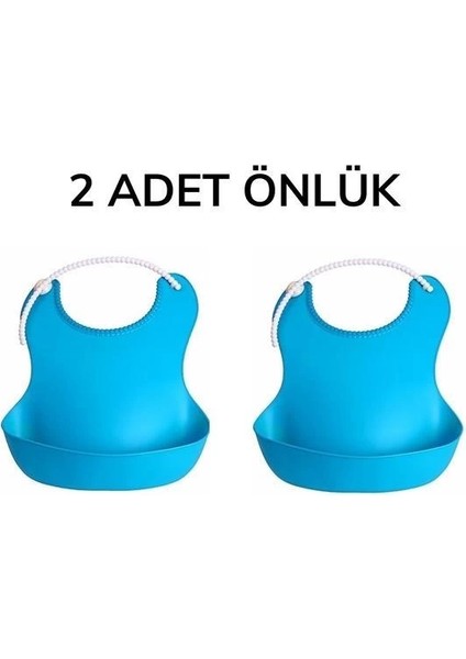 Çocuk Bebek Mama Önlüğü Dökülme Engelleyici Bükülebilir Mavi