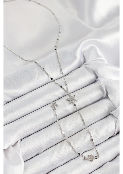 Bfs Pirinç Zirkon Taşlı Yıldız Model Gümüş Renk Y Kolye fiyatları