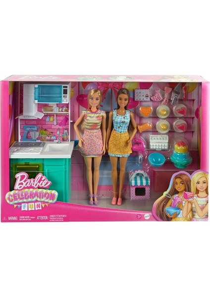 Bfs HJY94 Barbie Brooklyn ve Malibu Pasta Yapıyor Oyun Seti