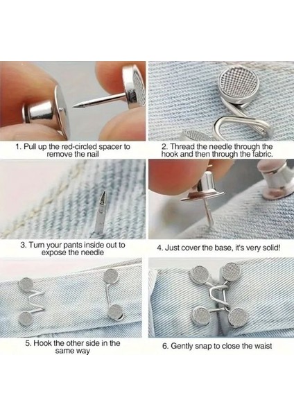 10 Parça Ayarlanabilir Kot Pantolon Bel Sıkılaştırıcısı, Kadın Modasıyla Uyumlu Metal Iğneler