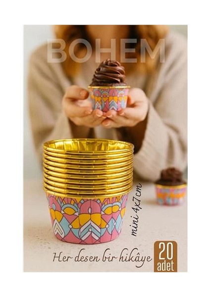 Bfs Bohem Yuvarlak Kek Kalıbı , Alüminyum Cupcake Muffin Kalıbı 20'li Paket
