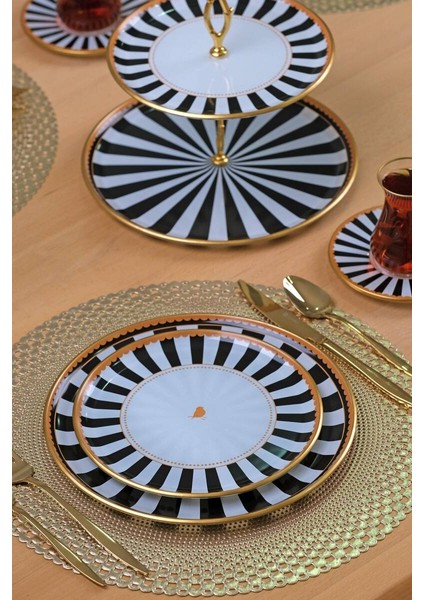 Black Line 6 Parça 6 Kişilik Pasta Takımı - Pasta Tabağı