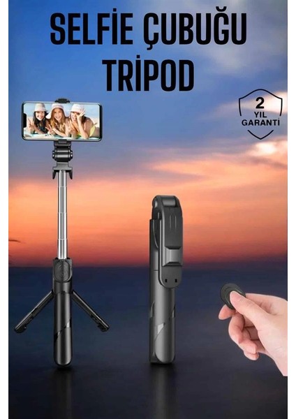 Bfs Tripod Kablosuz Bluetooth Bağlantılı Selfie Çubuğu 360 Derece Dönebilen fiyatları