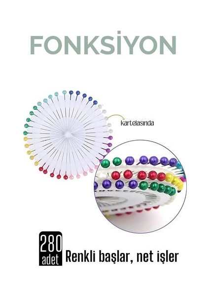 Bfs Renkli Başlı Toplu Iğne 280 Adet
