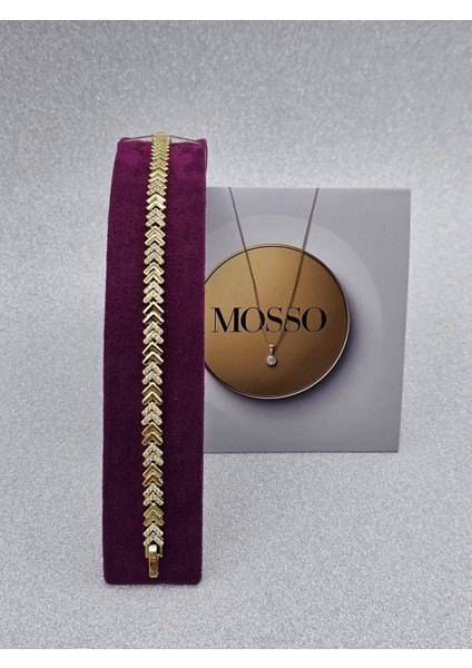 Xuping V Model Zirkon Taşlı Gold Renk Çelik Bileklik modelleri