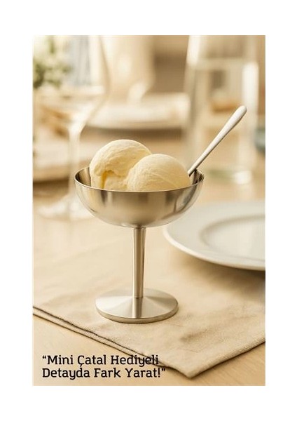 Bfs Gümüş Inox Çelik Ayaklı Dondurma ve Sunum Kasesi – Tatlı, Lokum ve Sunum Kabı