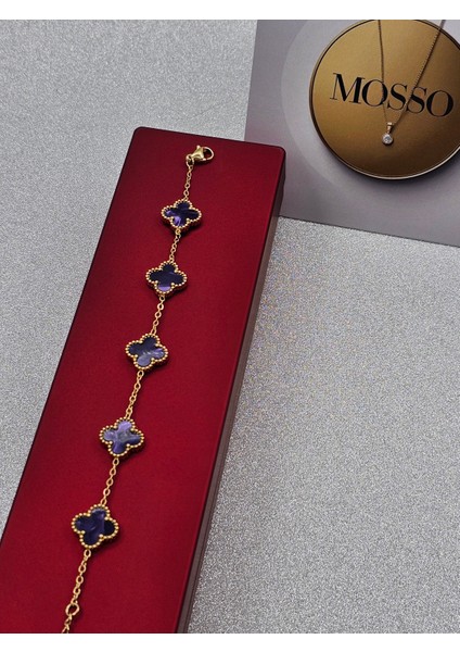 Yonca Model Sedefli Mor Çelik Bileklik Gold Renk fiyatları