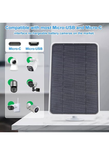Naınaı 5W Güvenlik Kamerası Güneş Paneli – Arlo Essential/essential Xl Spotlight Uyumlu, USB & Type-C Çıkışlı, 13FT Hava Koşullarına Dayanıklı Kablo, 360° Ayarlanabilir Braketiyle fiyatları