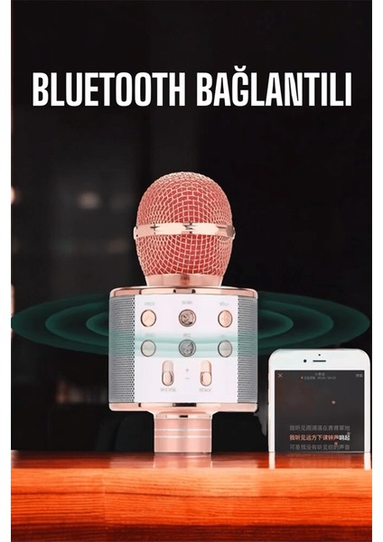 Bfs Kablosuz Bluetooth Karaoke Mikrofon USB ve Aux Girişli, Yüksek Ses Kalitesi fırsatları