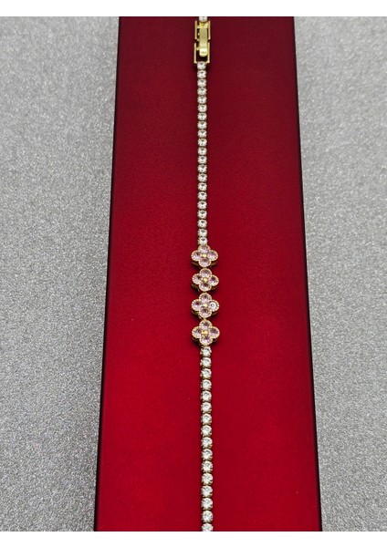 Su Yolu 4 Yoncalı Model Pembe Gold Renk Yonca Çelik Bileklik fiyatları