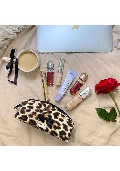 Leopar Desenli Kalemlik/makyaj Çantası