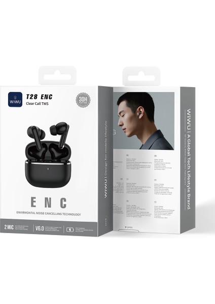 T28 Enc Teknolojili Kulak Içi Bluetooth Kulaklık V6.0 Siyah fırsatları