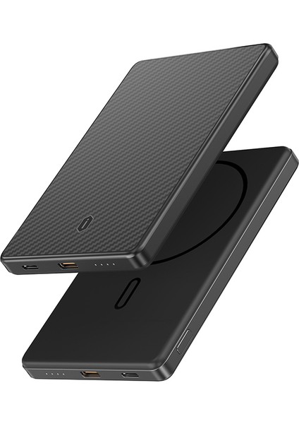 WI-P072 Pd 20W M-Safe Şarj Özellikli Ultra Ince Aramid Fiber Powerbank 15W 5000MAH Siyah indirimleri