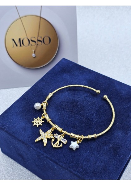 Charmlı Kemik Model Gold Renk Çelik Bileklik fırsatları