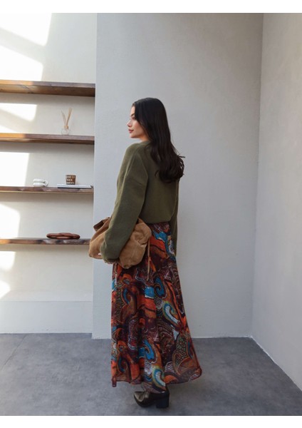 Kemerli Etnik Desen Şifon Etek modelleri