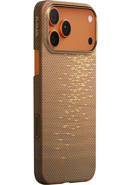 iPhone 17 Pro Uyumlu Kılıf M-Safeli Aramid Fiber Pitaka Glints Of Gold Ultra Slim Serisi Kapak Gold modelleri
