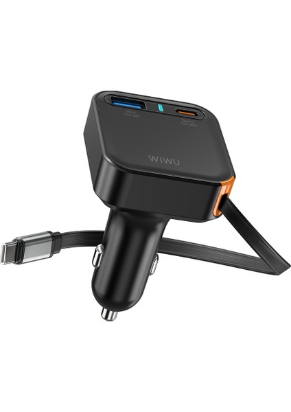 WI-CC033 Type-C + Usb-A Hızlı Şarj Akım Korumalı Dahili Kablolu Araç Şarj Aleti 65W Siyah fiyatları