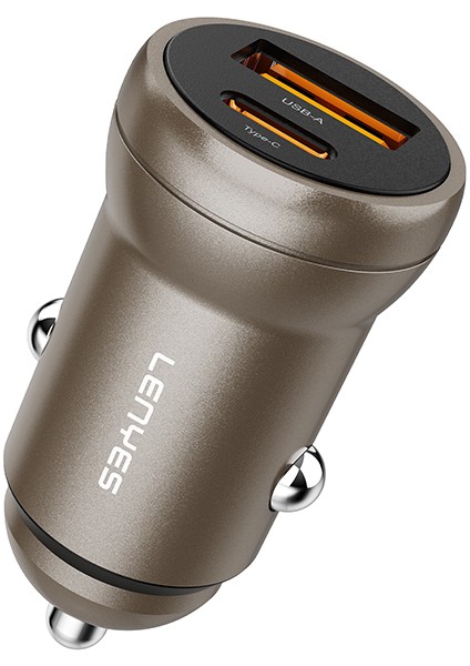 CA63 Hızlı Şarj Özellikli Dual Usb-A + Type-C Portlu Pd Araç Şarj Aleti 30W Gold