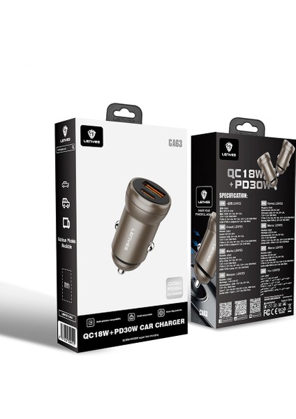CA63 Hızlı Şarj Özellikli Dual Usb-A + Type-C Portlu Pd Araç Şarj Aleti 30W Gold fiyatları