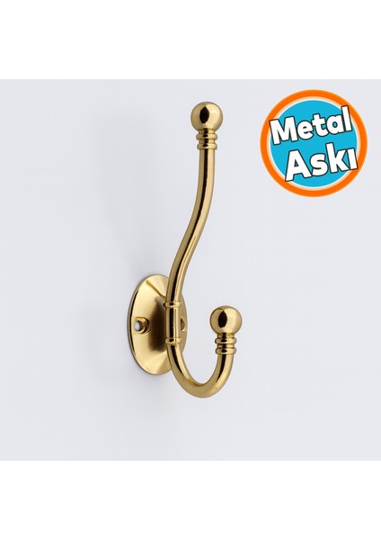Metal Askı Bronz Vestiyer Portmanto Dolap Askılık Askılığı Duvar Banyo Mutfak Elbise Kıyafet Askısı