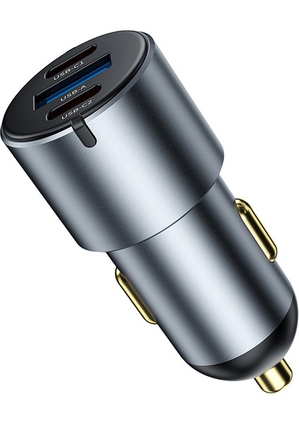 WI-CC032 Nano Pro Dual Type-C + Usb-A Hızlı Şarj Akım Korumalı Araç Şarj Aleti Pd Qc3.0 60W Gri modelleri