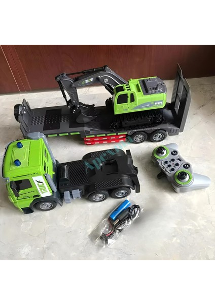 2.4ghz Uzaktan Kumandalı 1:12 Ölçek Işıklı ve Sesli Kepçe Taşıyan Tır - Oyuncak 3.7V Şarjlı Kepçe ve Tır