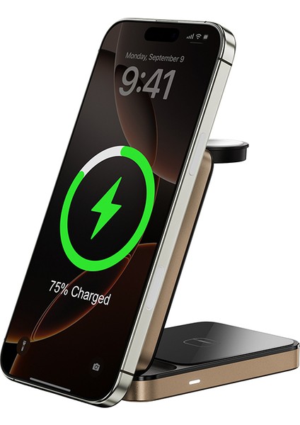 WI-W038 3in1 Katlanabilir Kablosuz Şarj Standı 15W Gold fırsatları