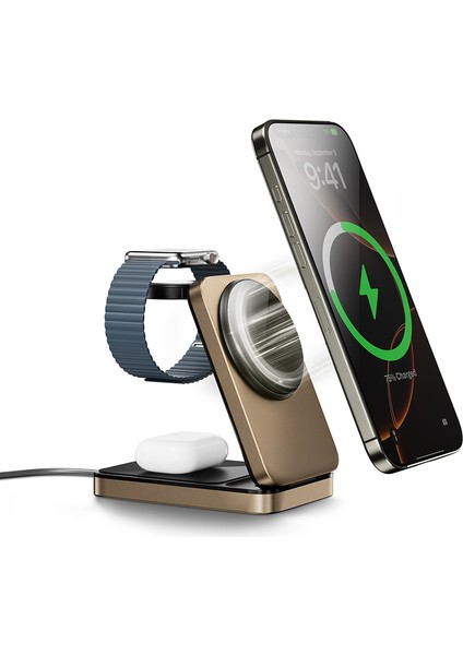 WI-W038 3in1 Katlanabilir Kablosuz Şarj Standı 15W Gold indirimleri