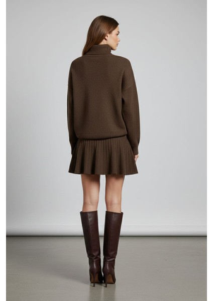 Kadın Boğazlı Kazak Etek Ikili Triko Takım fırsatları