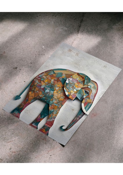 Geometrik Mozaik Fil Posteri | Modern Soyut Renkli Fil Desenli Dekoratif Duvar Posteri , Ev , Ofisçerçeve Içi Poster fırsatları