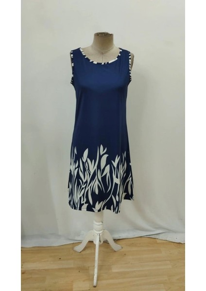 Kadın Askılı Yuvarlak Yakalı Yaprak Desenli Dalgıç Elbise indirimleri