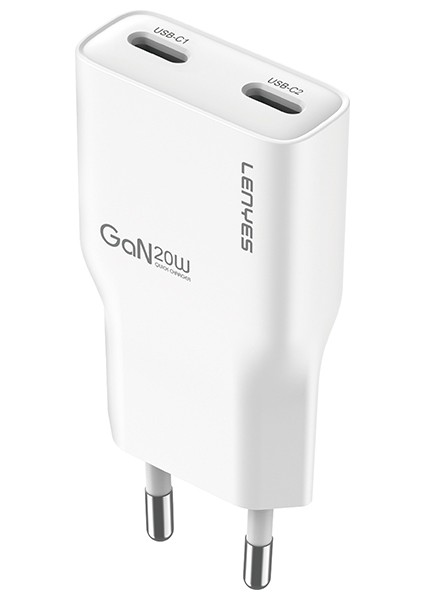 LCH15 Dual Type-C Pd Gan Teknolojili Hızlı Şarj Başlığı 20W Beyaz