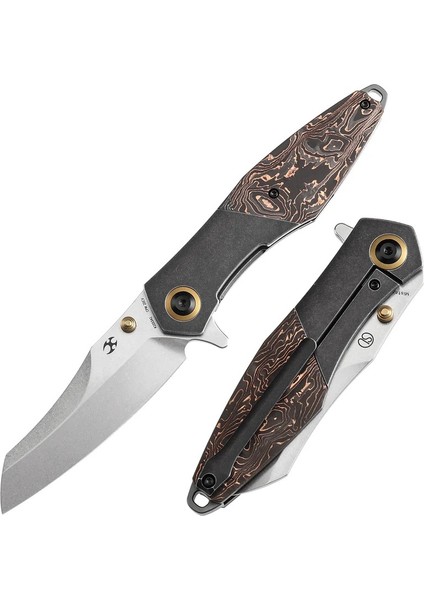 Mistaken | Başparmak Sapı | Siyah Yıkama Titanyum ve Bakır Karbon Fiber Sap | Cpm 20CV Çelik Çakı | K1053A1